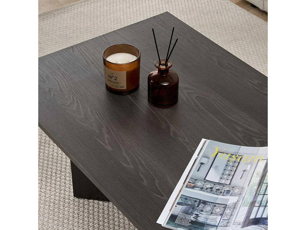 Mesa de centro ovalada y rectangular de madera melamínica Sabin - Negro