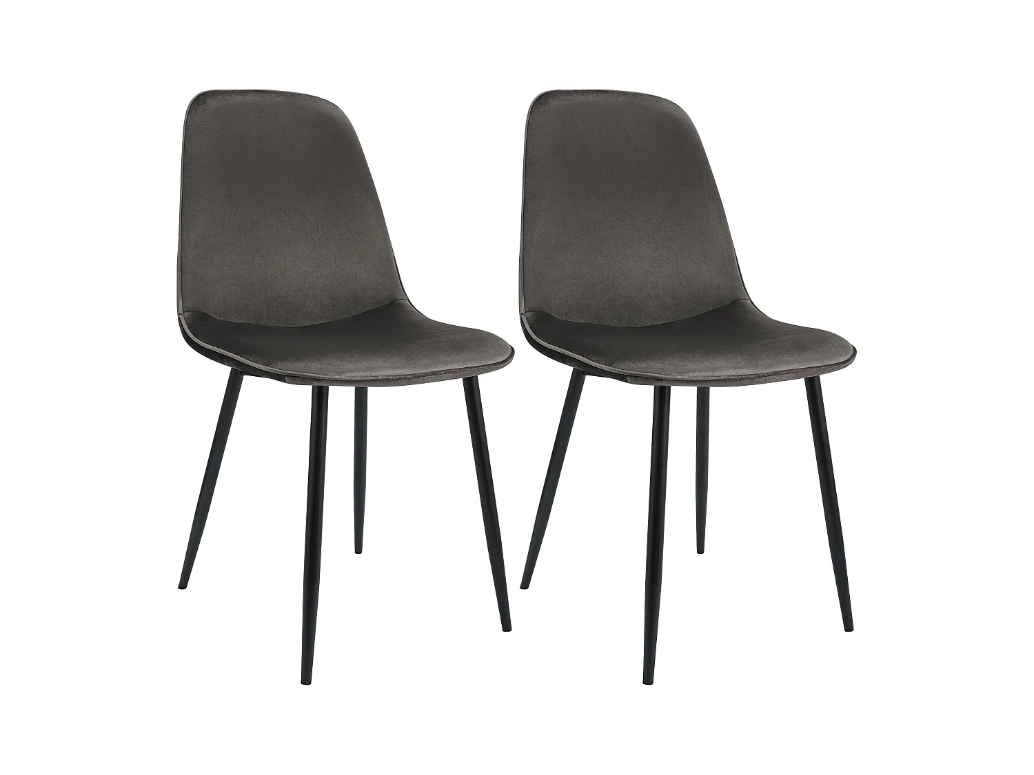 Lot de 2  chaise salle à manger - Velours - Anthracite - Maryam
