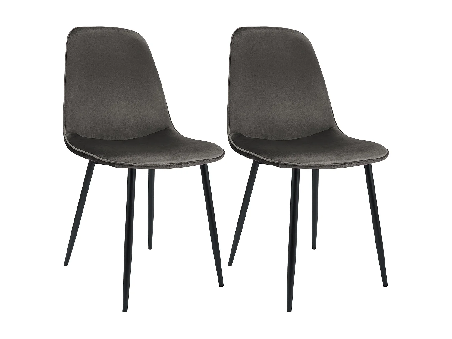 Lot de 2  chaise salle à manger - Velours - Anthracite - Maryam