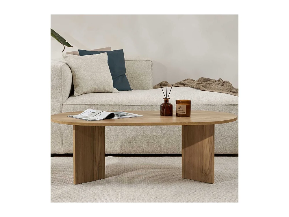 Table basse ovale en aggloméré Sable