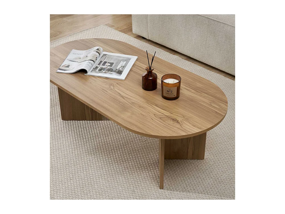 Table basse ovale en aggloméré Sable