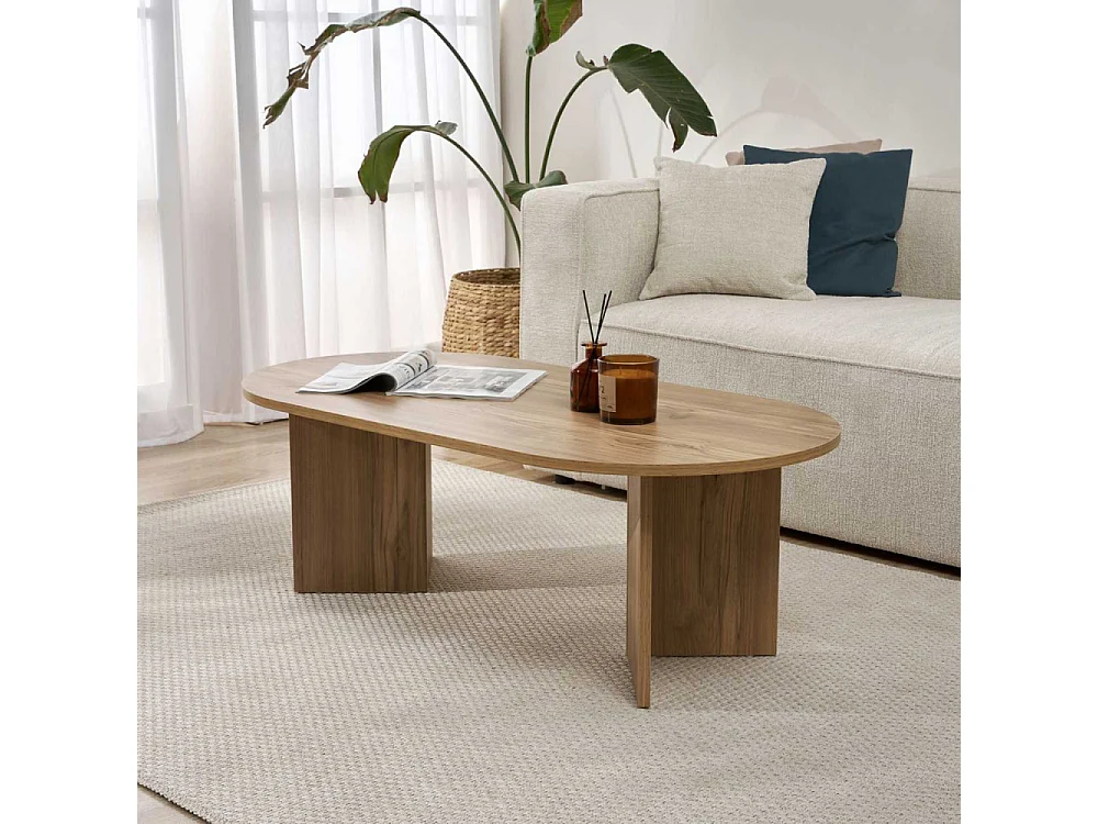 Table basse ovale en aggloméré Sable