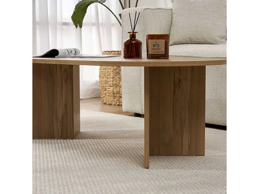 Table basse ovale en aggloméré Sable