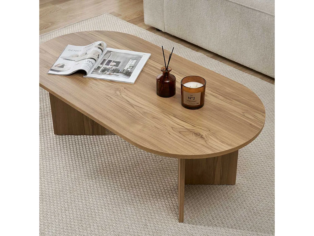 Table basse ovale en aggloméré Sable