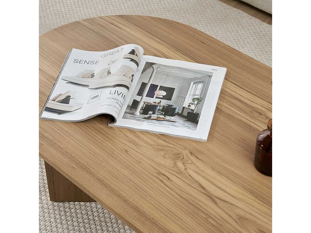 Table basse ovale en aggloméré Sable