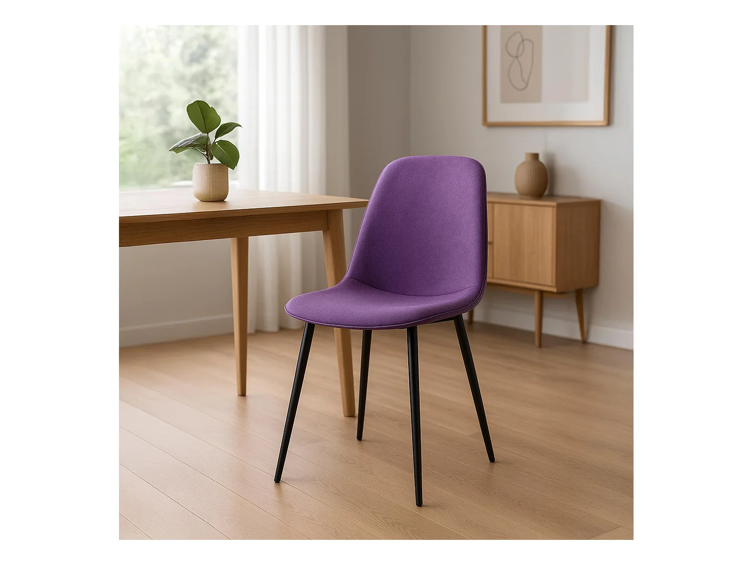 Lot de 2  chaise salle à manger - Tissu - Violet - Maryam