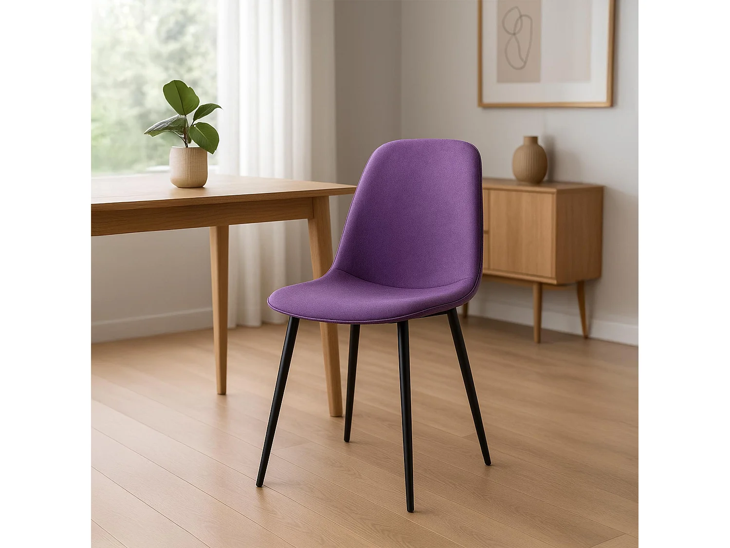 Lot de 2  chaise salle à manger - Tissu - Violet - Maryam