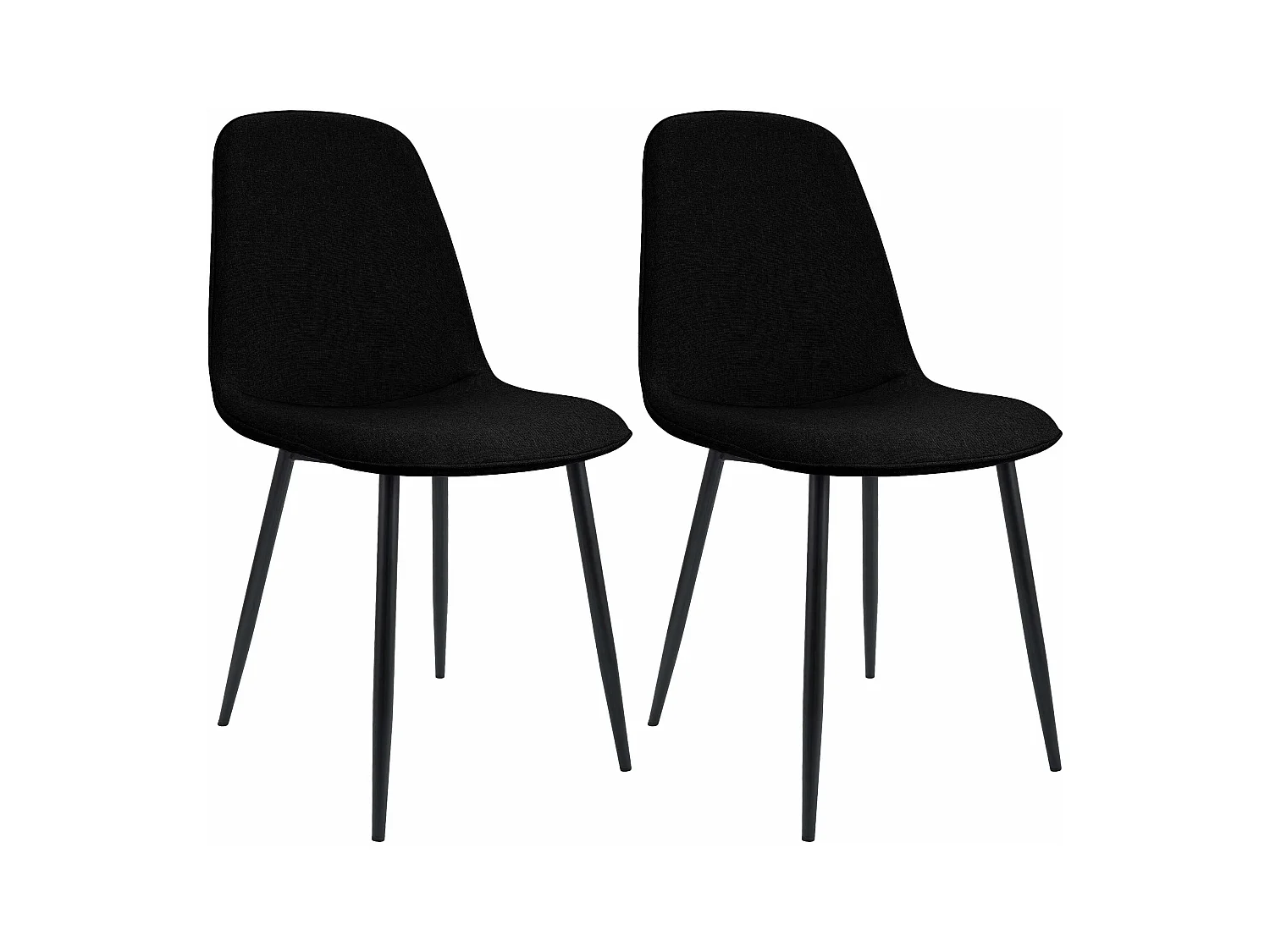 Lot de 2  chaise salle à manger - Tissu - Noir - Maryam