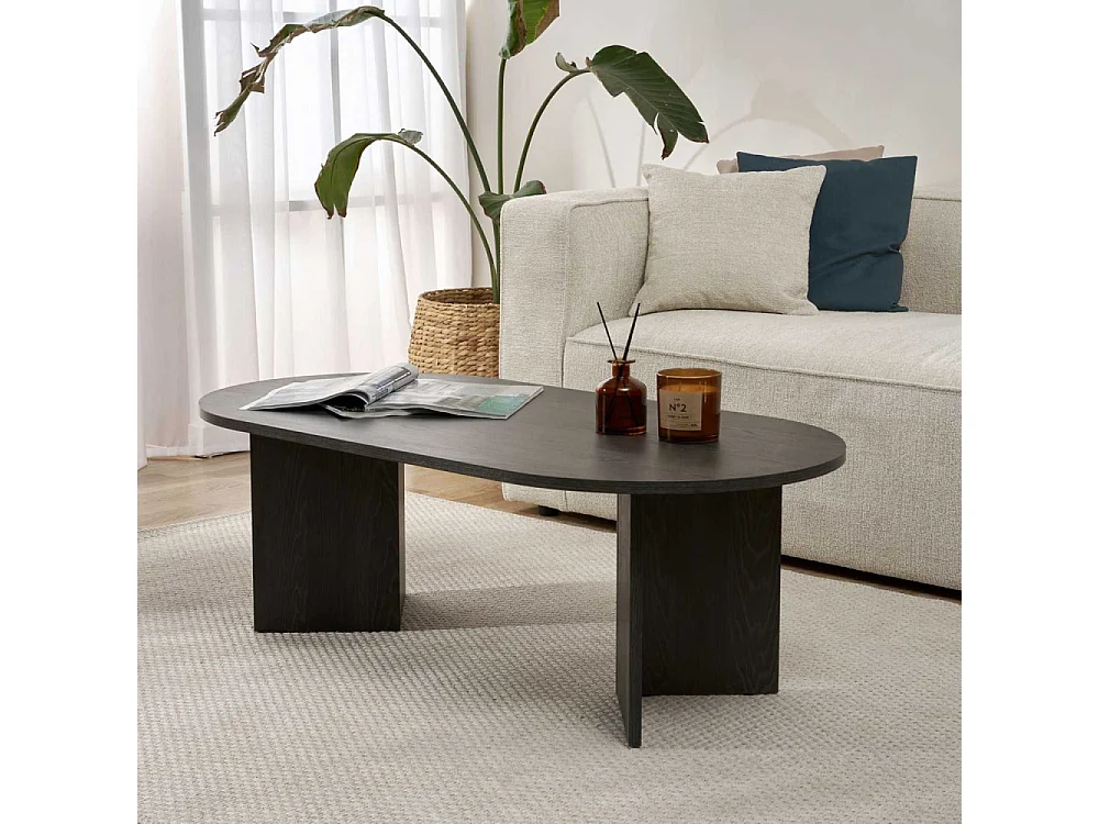 Table basse ovale en aggloméré Sable