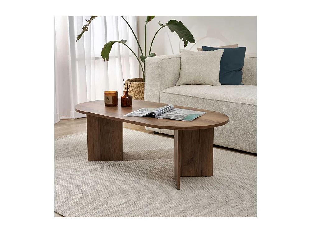 Table basse ovale en aggloméré Sable