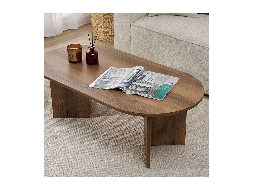 Table basse ovale en aggloméré Sable