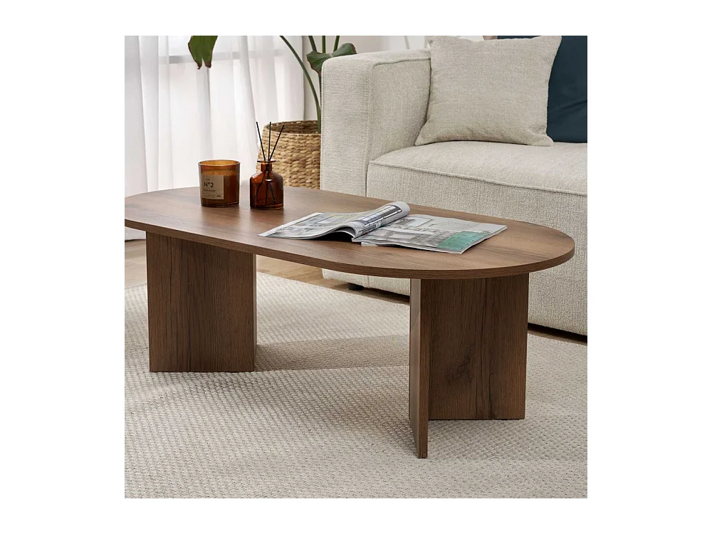 Table basse ovale en aggloméré Sable