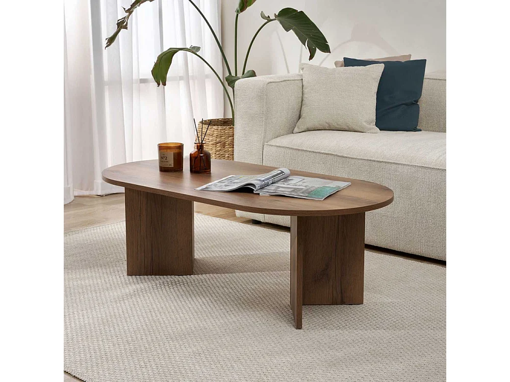 Table basse ovale en aggloméré Sable