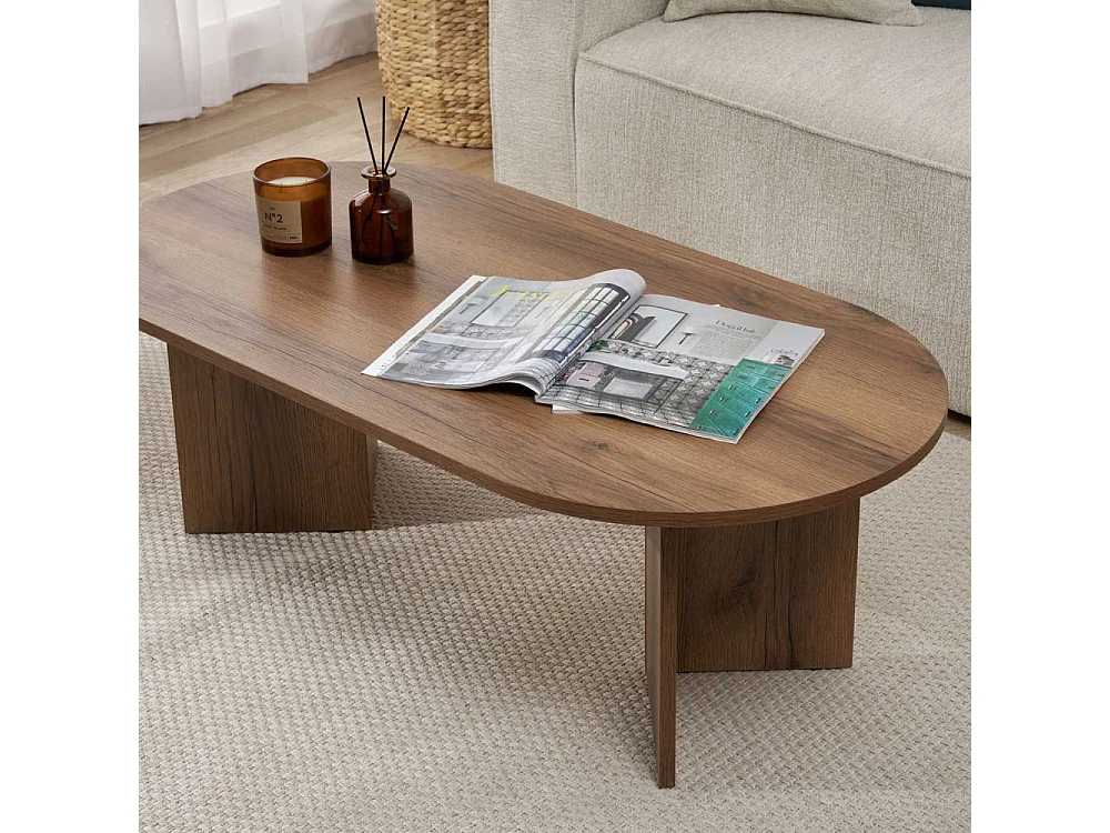 Table basse ovale en aggloméré Sable