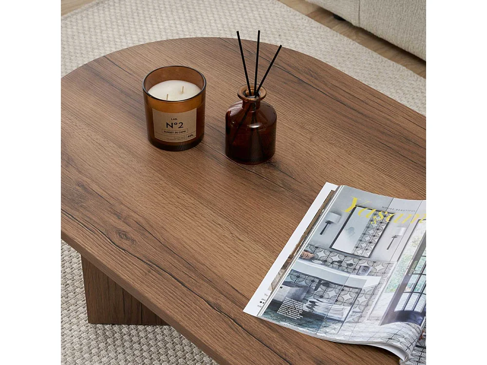 Table basse ovale en aggloméré Sable