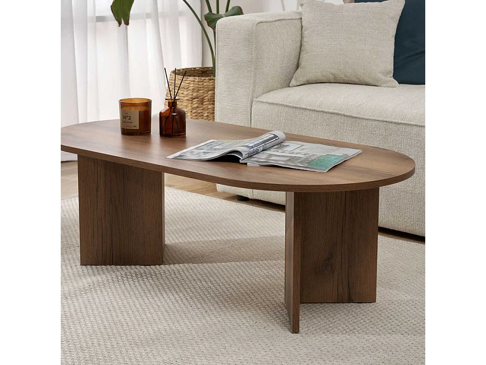 Table basse ovale en aggloméré Sable