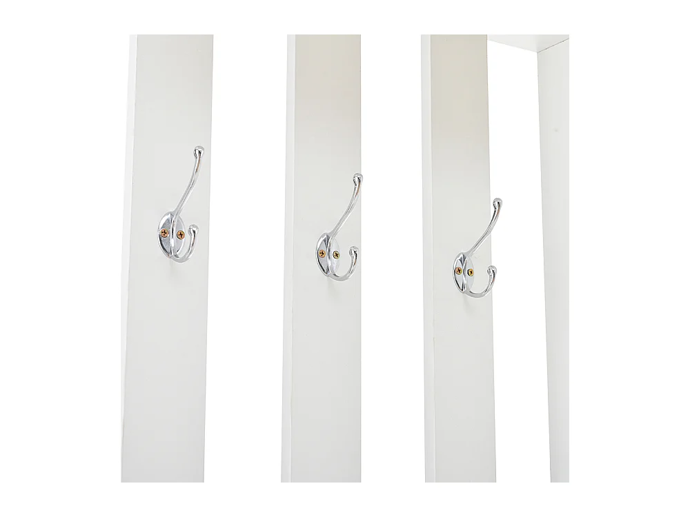 Vestiaire compact 2 armoires entrée rangement verre trempé portemanteau banc chaussures rembourrage blanc