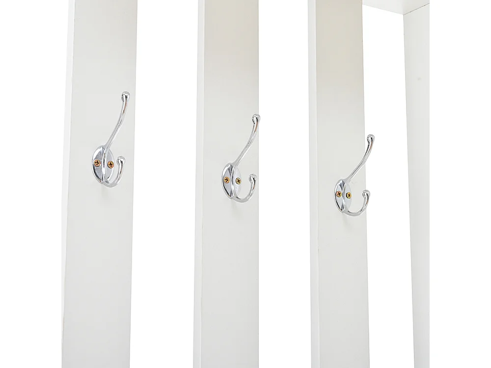 Vestiaire compact 2 armoires entrée rangement verre trempé portemanteau banc chaussures rembourrage blanc