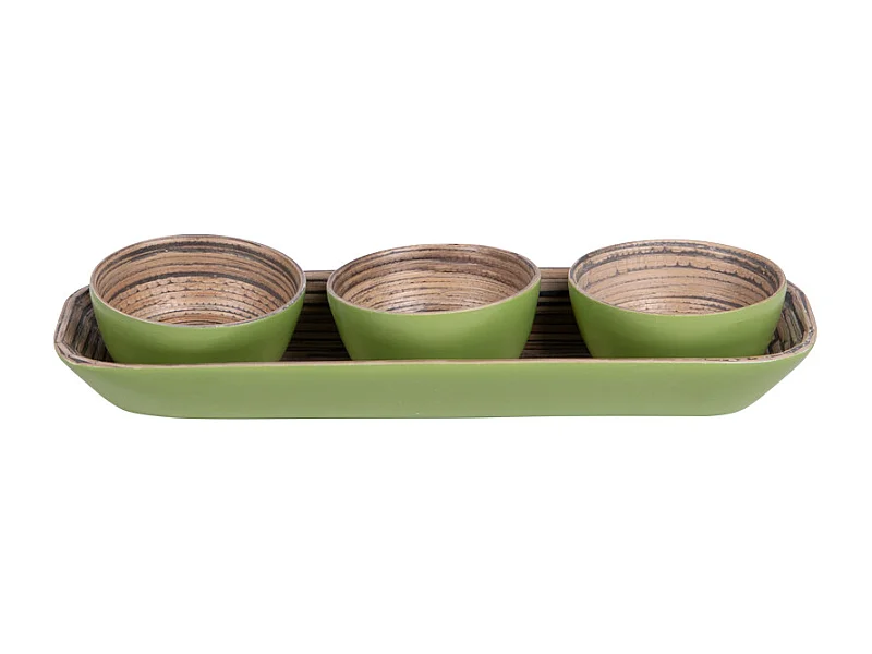 Service apéritif Bambou 4 pièces vert