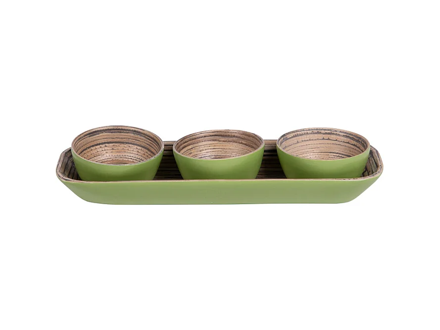Service apéritif Bambou 4 pièces vert