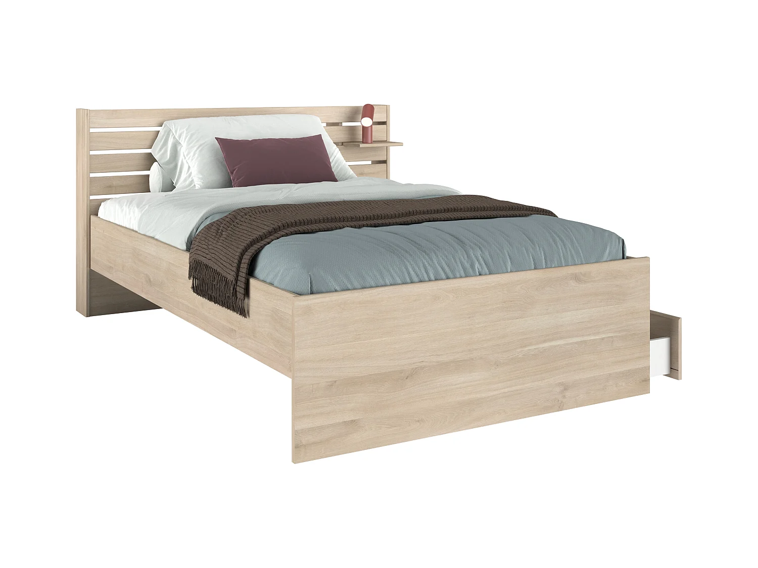 Cama 120 x 190 cm con almacenaje - Color: Natural - TENALIA