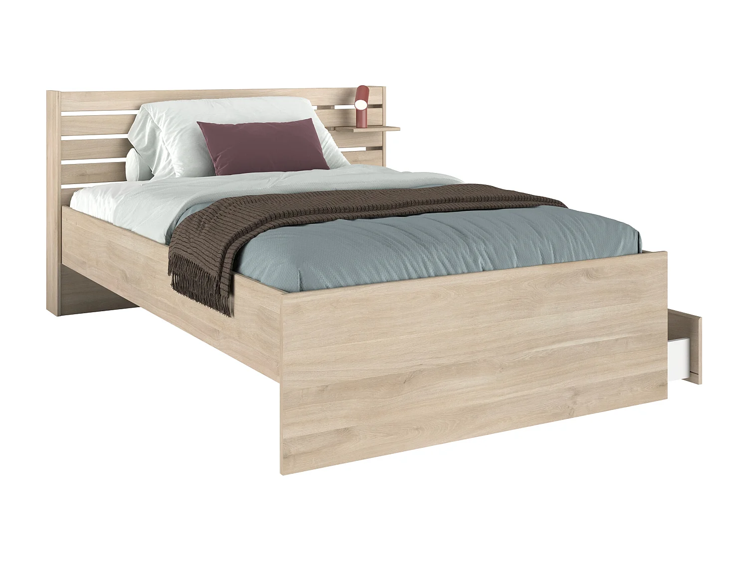 Lit 120 x 190 cm avec rangements - Coloris : Naturel - TENALIA