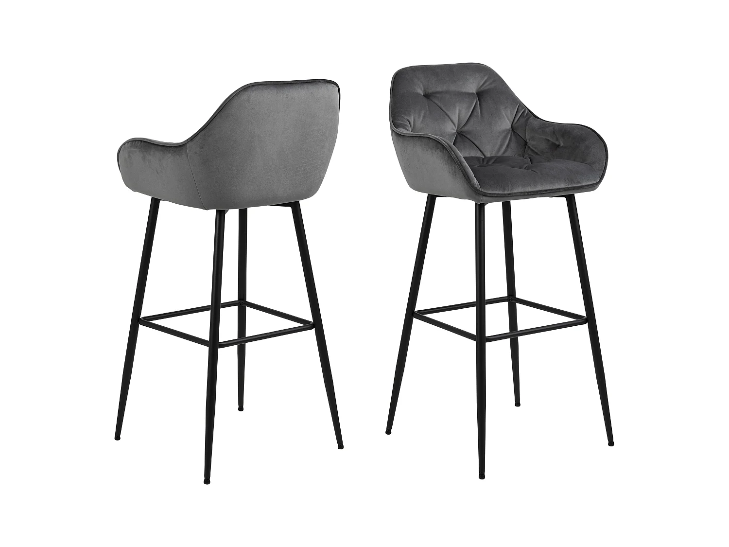 Brooke Tabouret de bar velours, gris foncé.