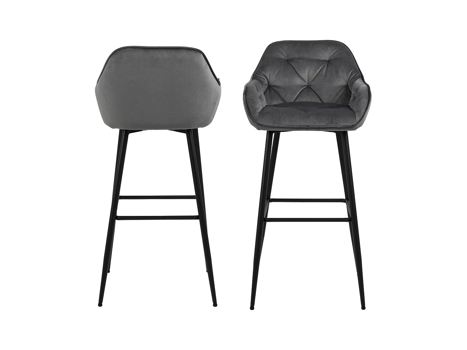 Brooke Tabouret de bar velours, gris foncé.