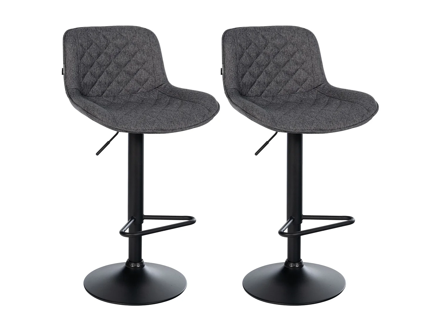 Lot de 2  Tabouret de bar - Tissu - Noir - Kasson