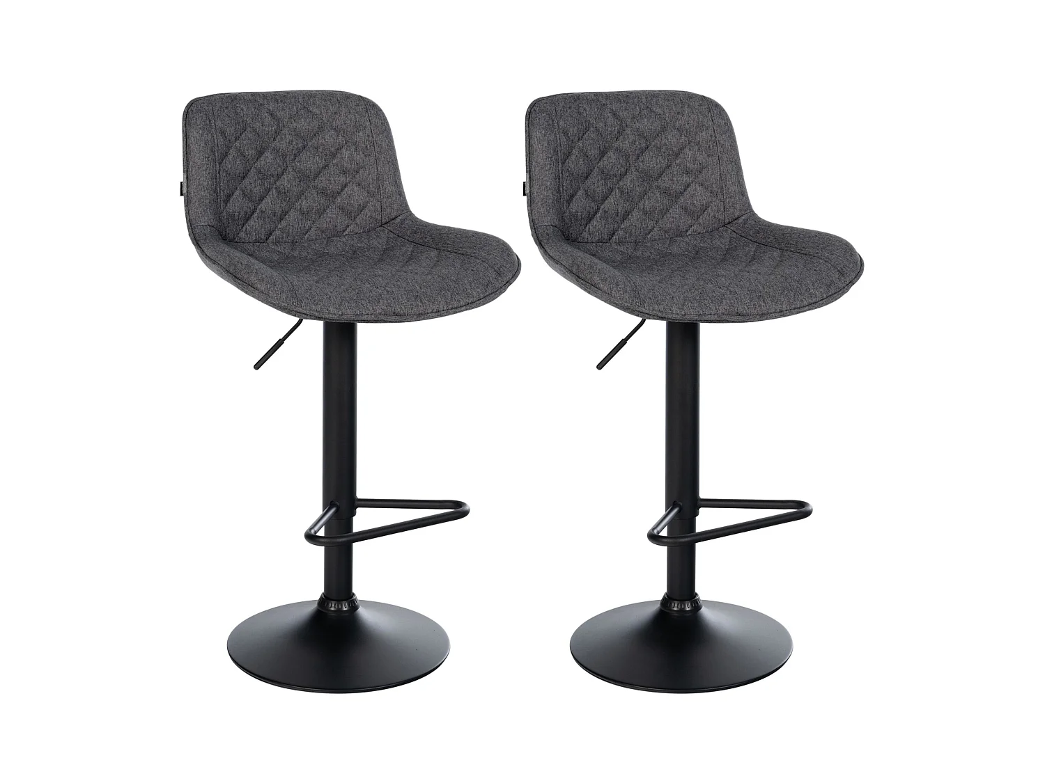 Lot de 2  Tabouret de bar - Tissu - Noir - Kasson