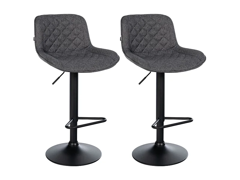 Lot de 2  Tabouret de bar - Tissu - Noir - Kasson