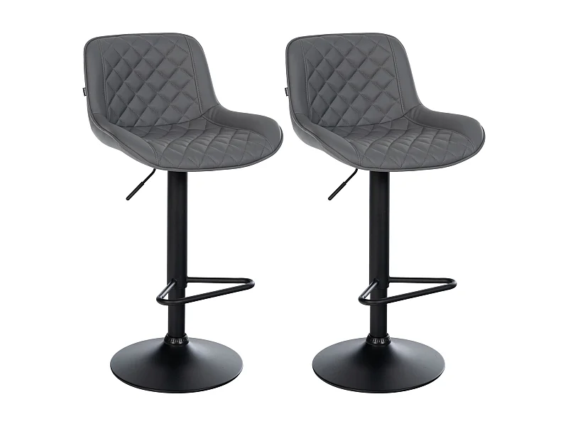 Lot de 2  Tabouret de bar - Similicuir - Gris - Kasson