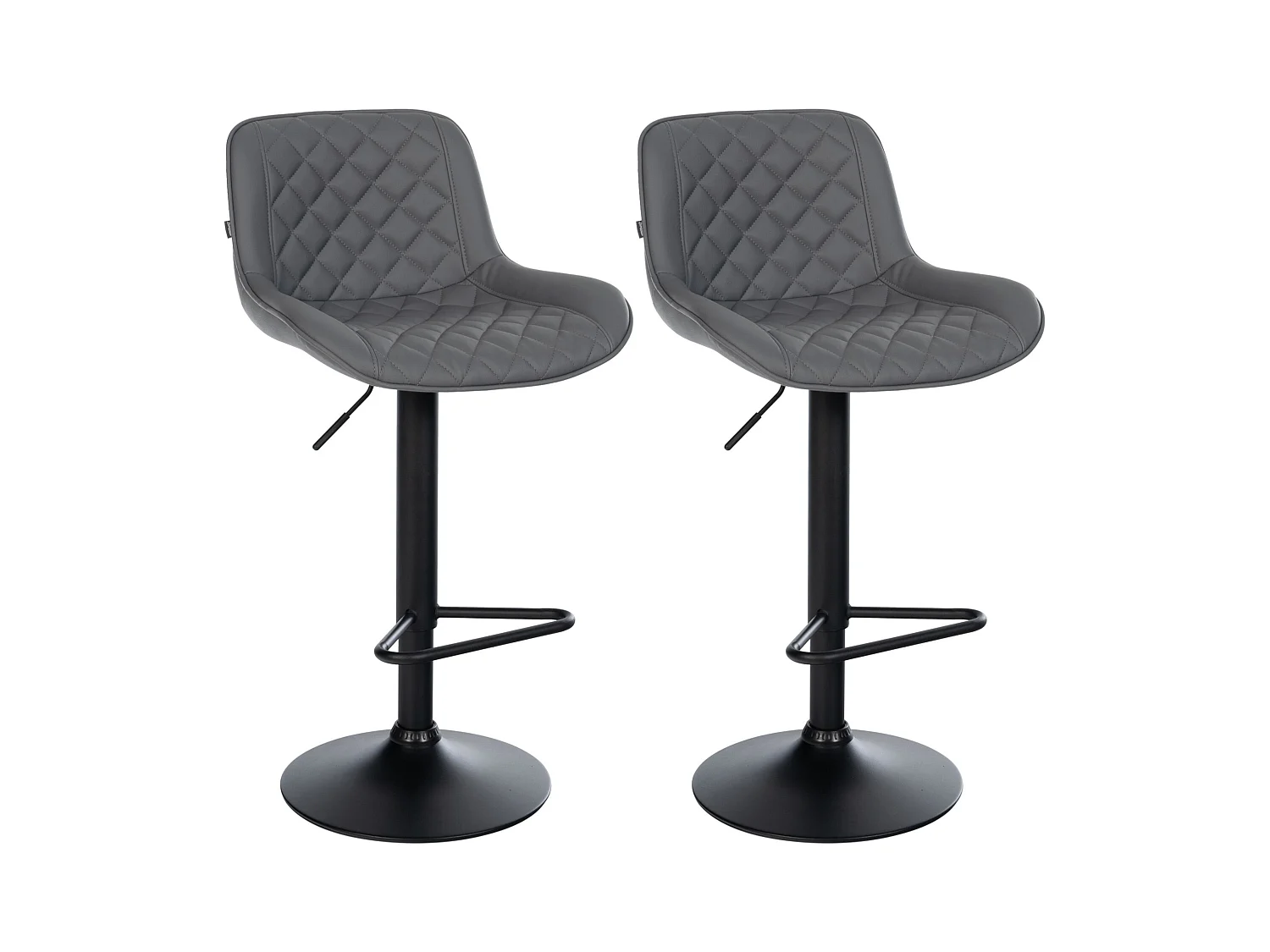Lot de 2  Tabouret de bar - Similicuir - Gris - Kasson