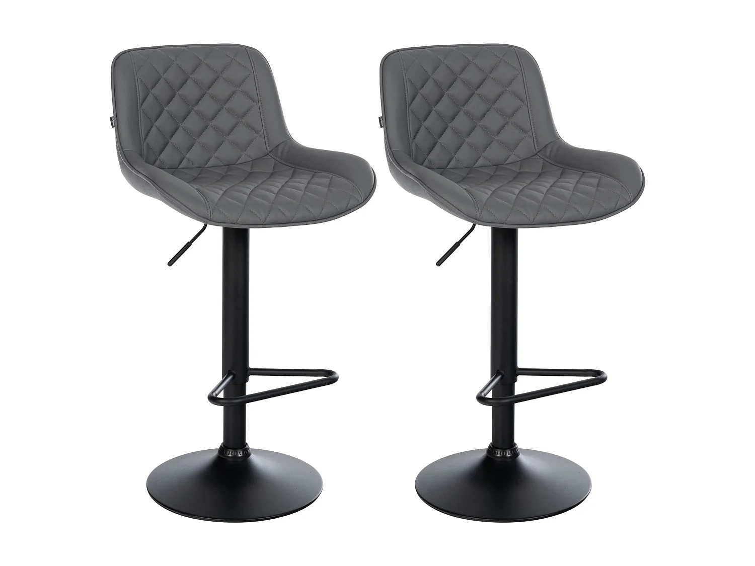 Lot de 2  Tabouret de bar - Similicuir - Gris - Kasson