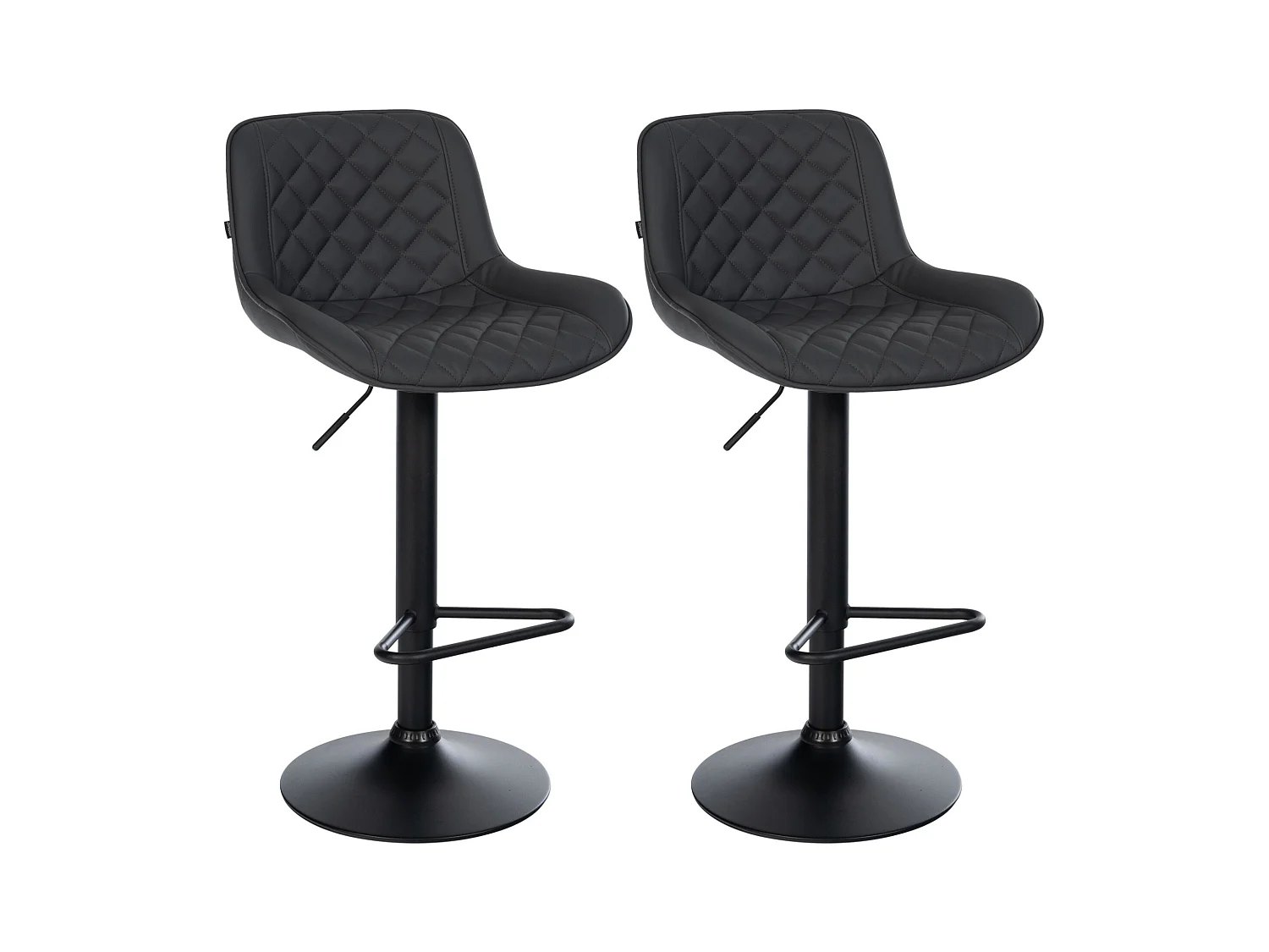 Lot de 2  Tabouret de bar - Similicuir - Noir - Kasson