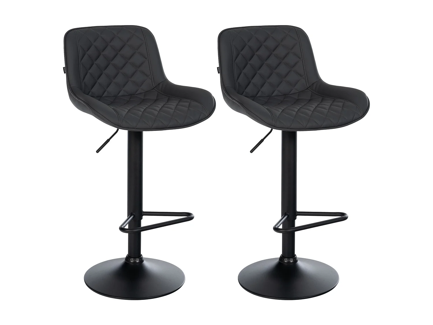 Lot de 2  Tabouret de bar - Similicuir - Noir - Kasson