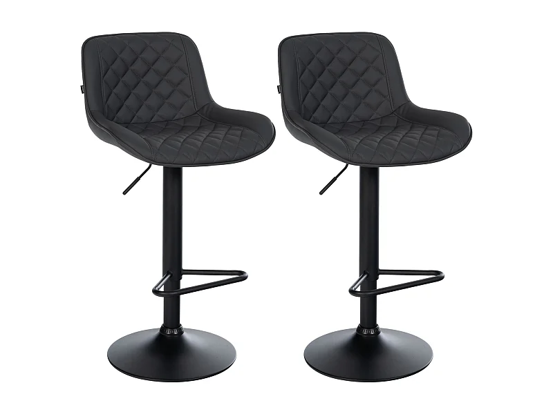Lot de 2  Tabouret de bar - Similicuir - Noir - Kasson