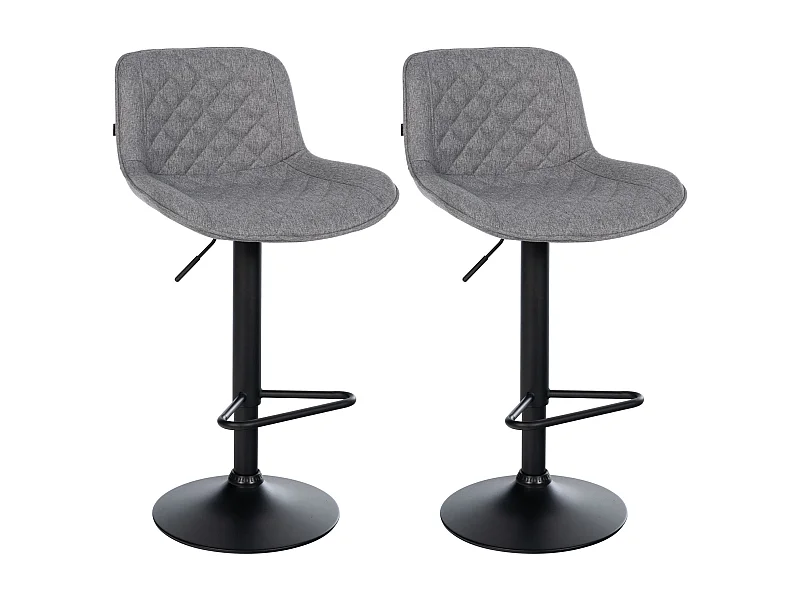 Lot de 2  Tabouret de bar - Tissu - Gris foncé - Kasson