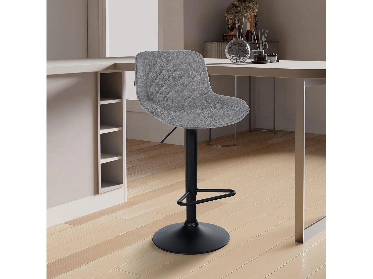 Lot de 2  Tabouret de bar - Tissu - Gris foncé - Kasson