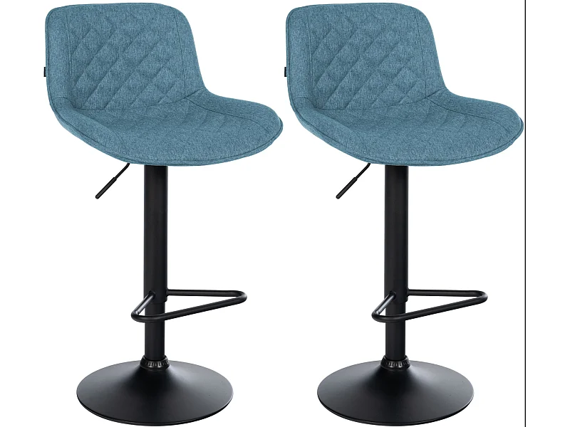 Lot de 2  Tabouret de bar - Tissu - Bleu - Kasson