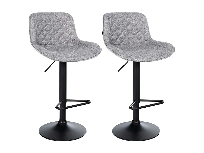Lot de 2  Tabouret de bar - Tissu - Gris - Kasson