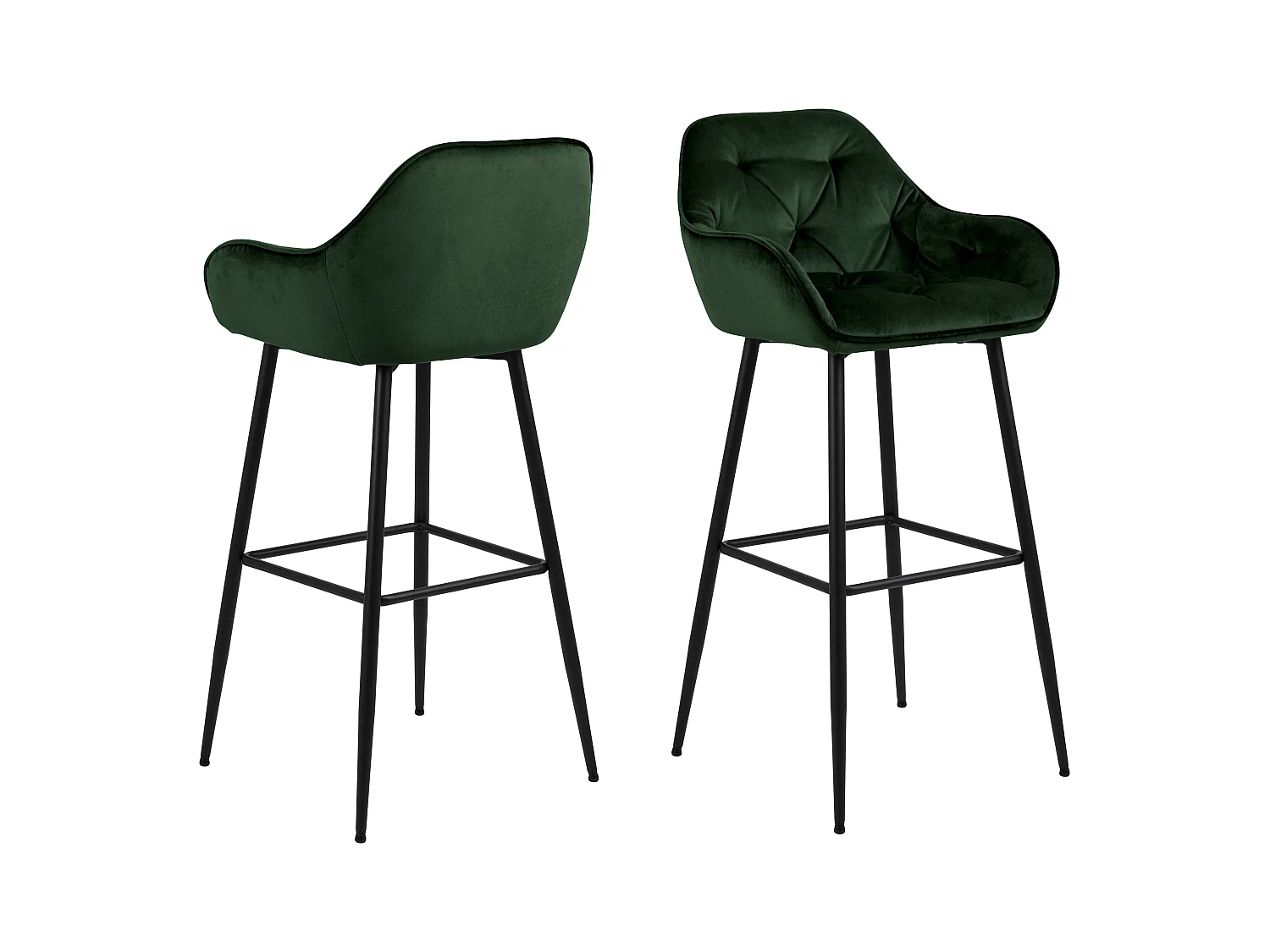 Brooke Tabouret de bar en velours, vert.