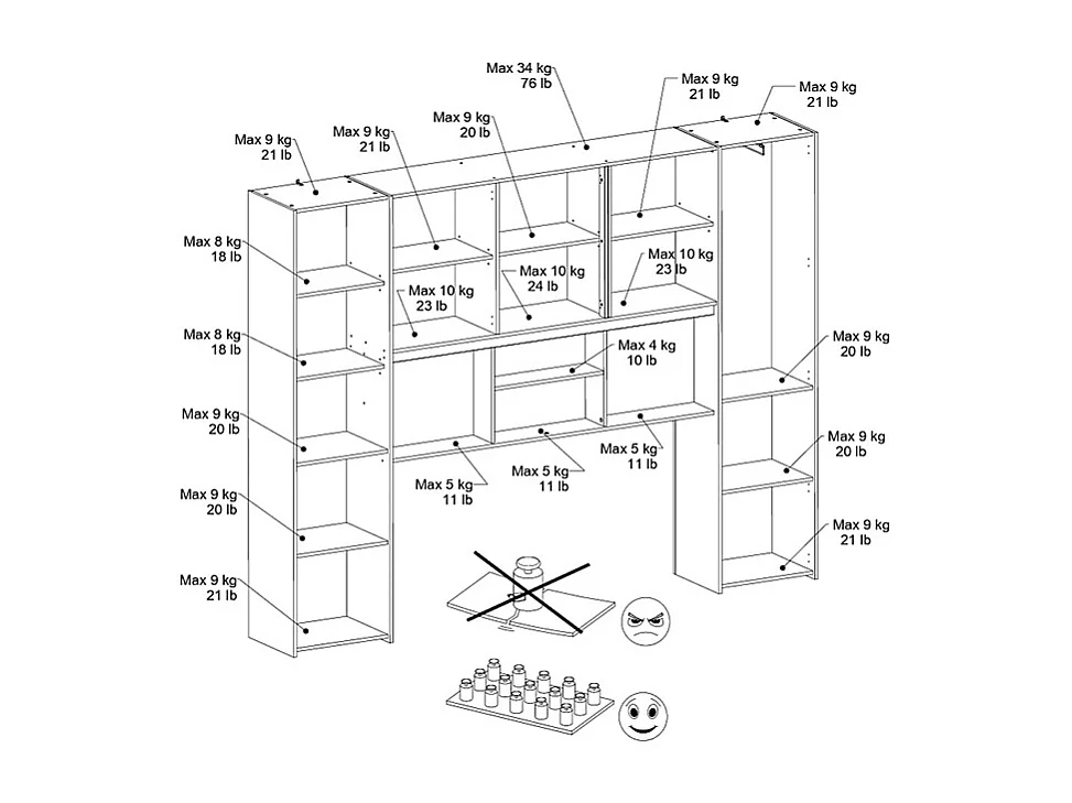 Pont de lit avec rangements – Avec LEDs – L266 cm – Beige et naturel - DOMELITO
