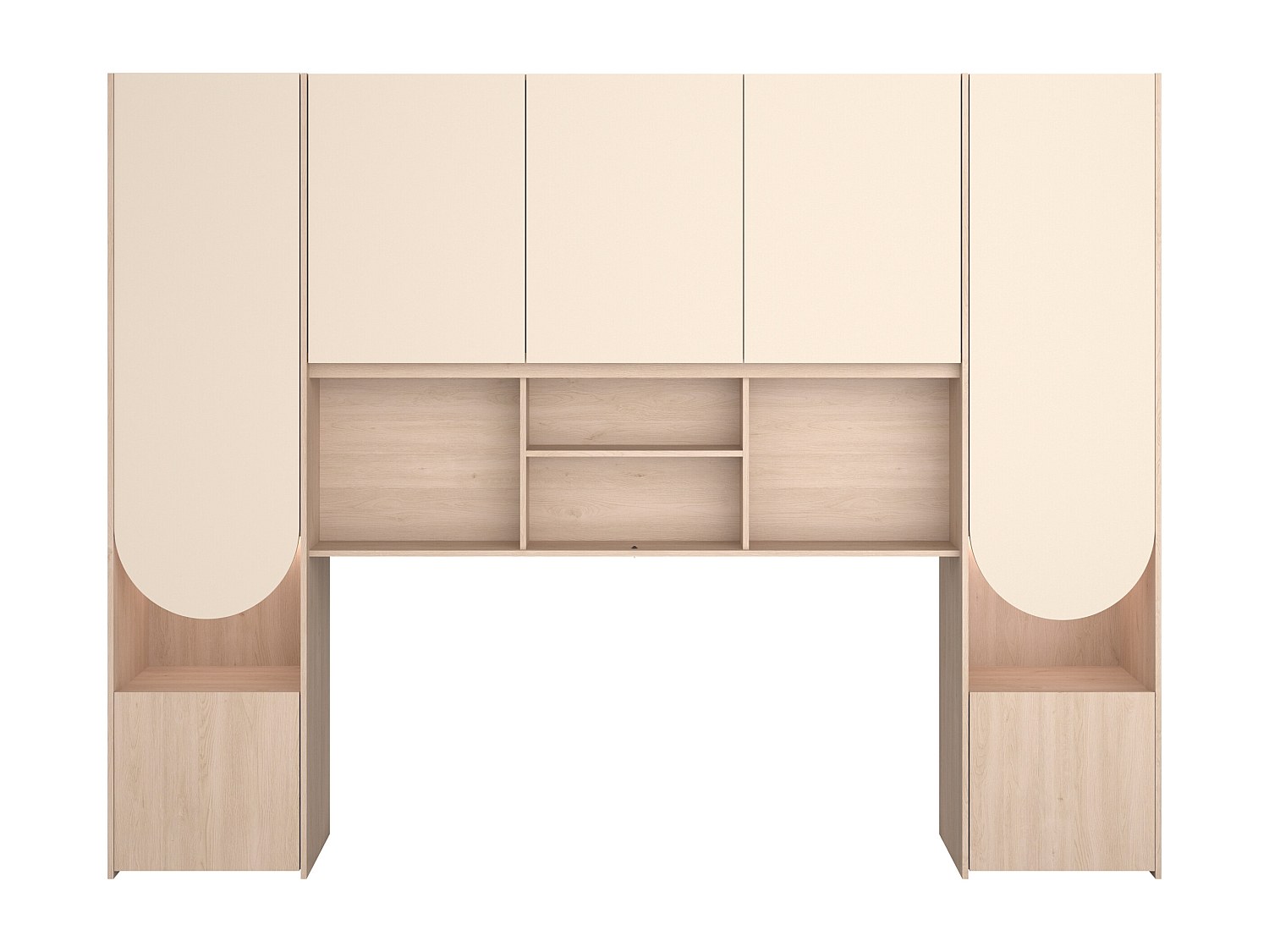 Bettbrücke mit Stauraum – Mit LEDs – L266 cm – Beige & Natur – DOMELITO günstig online kaufen