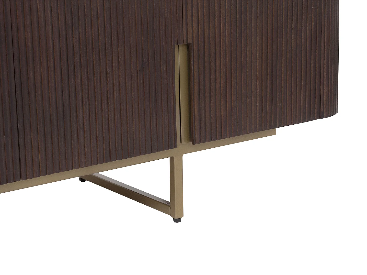 Meuble TV avec 4 portes en bois de manguier et métal doré - Naturel foncé - DOLIYA de Maison Céphy