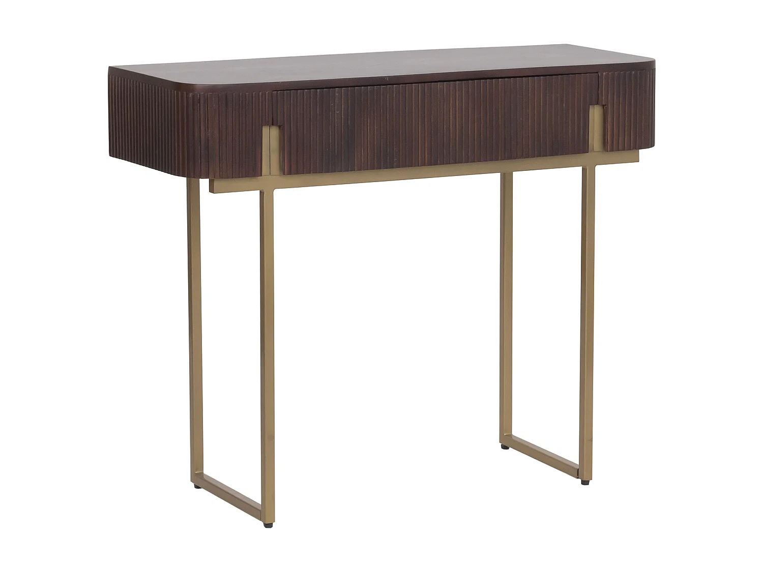 Console avec 1 tiroir en bois de manguier et métal doré - Naturel foncé - DOLIYA de Maison Céphy