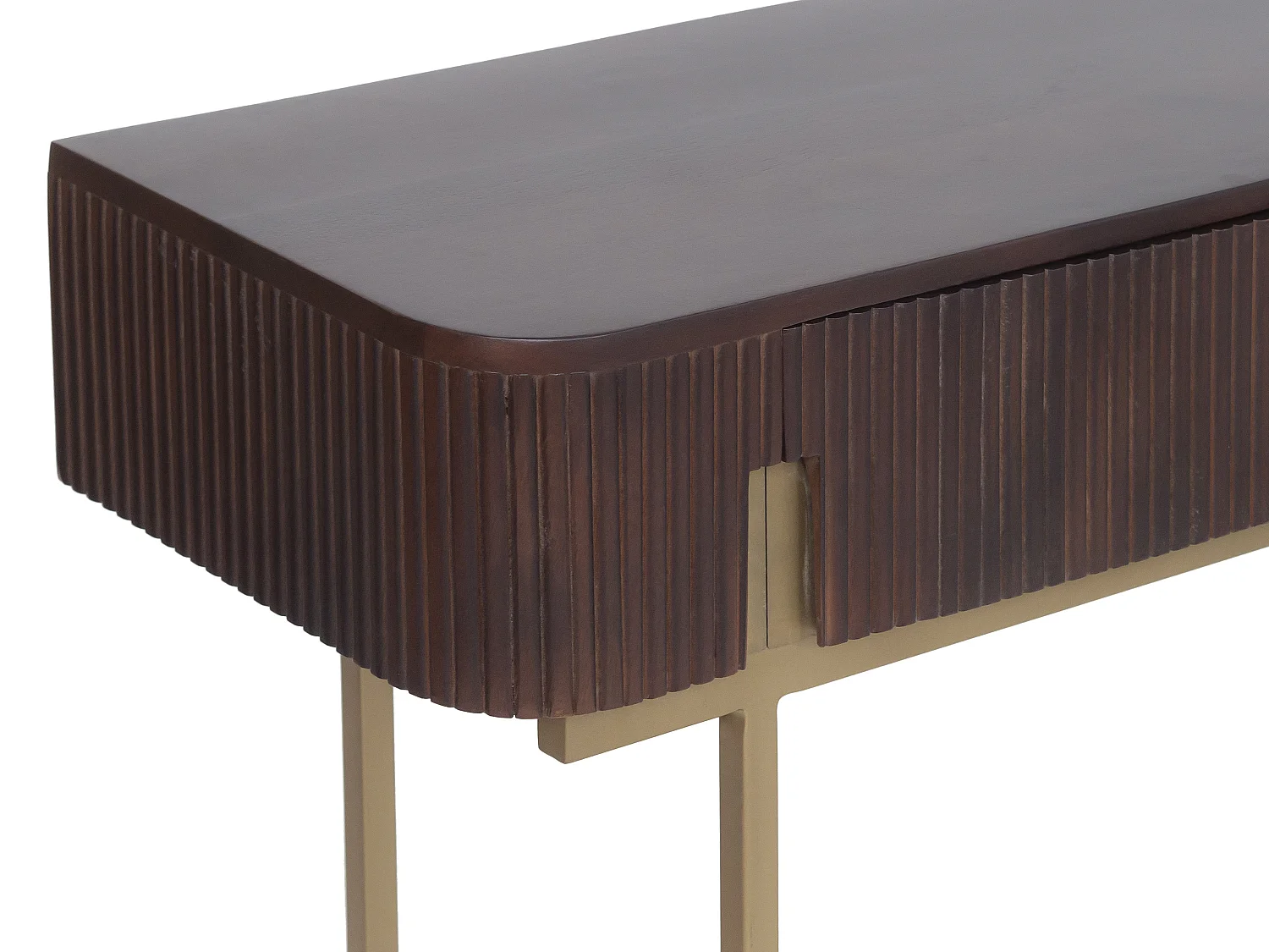 Console avec 1 tiroir en bois de manguier et métal doré - Naturel foncé - DOLIYA de Maison Céphy