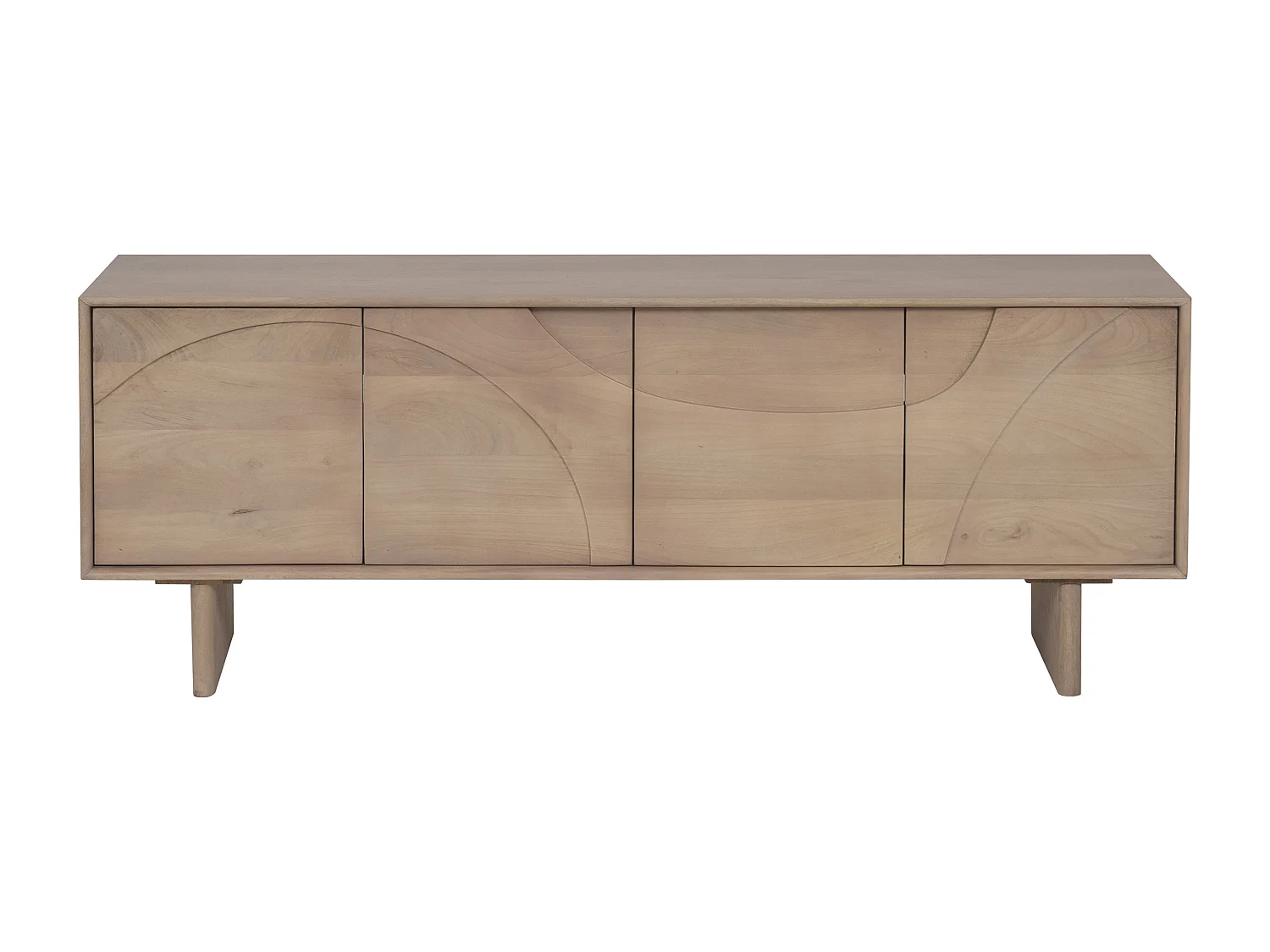 Meuble TV avec 4 portes en bois de manguier - Naturel clair - BERLAMA de Maison Céphy