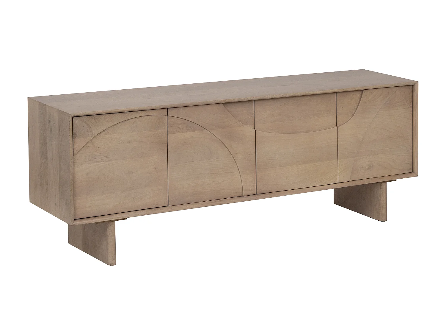 Meuble TV avec 4 portes en bois de manguier - Naturel clair - BERLAMA de Maison Céphy