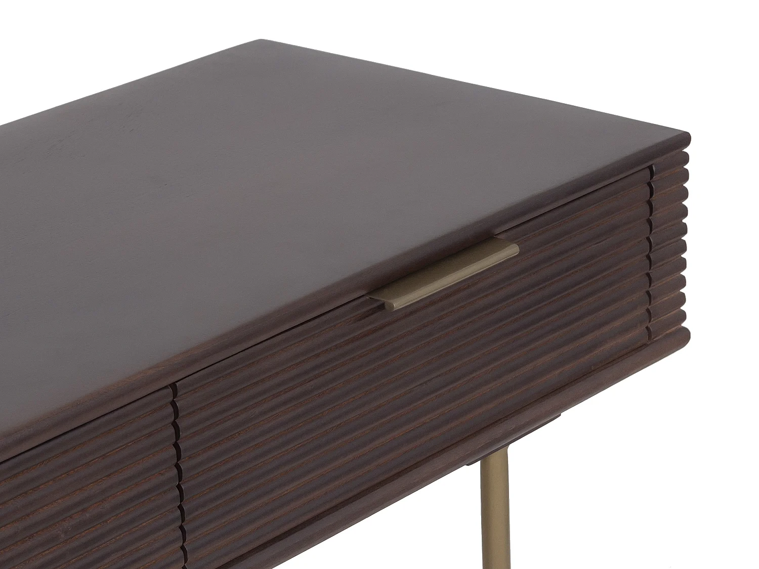 Console avec 2 tiroirs en bois de manguier et métal doré - Naturel foncé - SORDANA de Maison Céphy